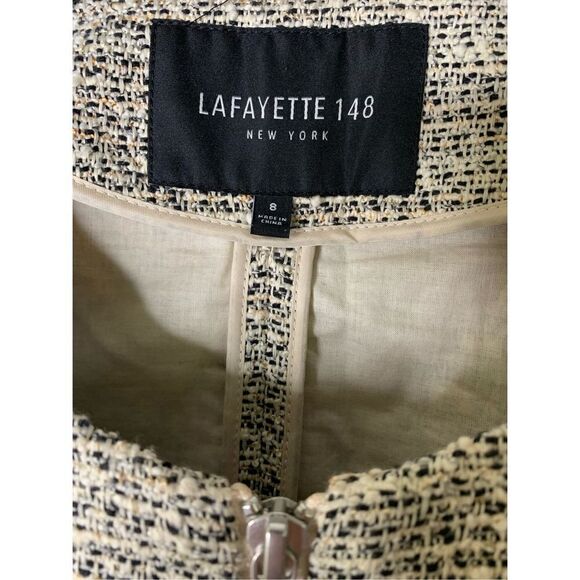 Lafayette 148 blazer jacket tweed cream black women’s size 8 - Picture 3 of 7